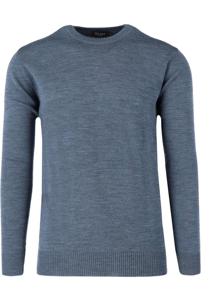 Maerz Classic Fit Pullover Rundhals blau, einfarbig 50 Maerz Classic Fit Pullover Rundhals blau, einfarbig 50