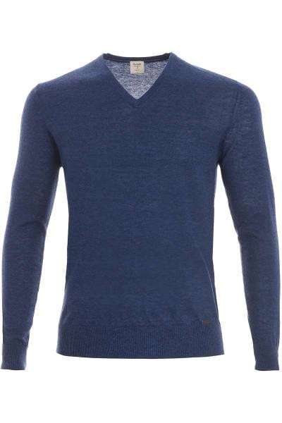 OLYMP Level Five Strickpullover V-Ausschnitt royal, einfarbig