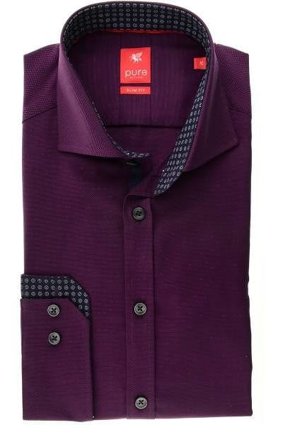 Pure Hemd - Slim Fit - violett, Einfarbig