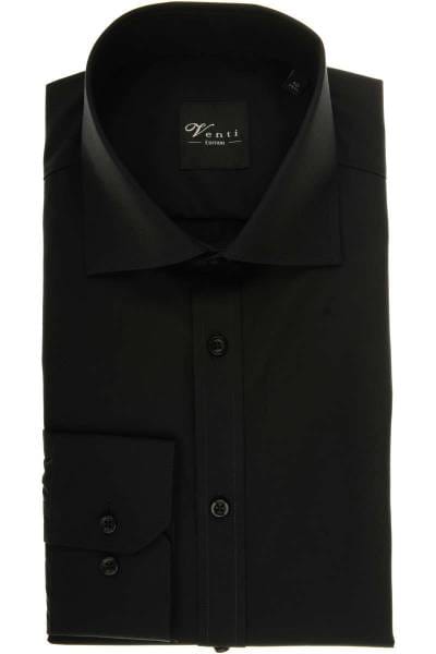 Venti Slim Fit Hemd schwarz, Einfarbig
