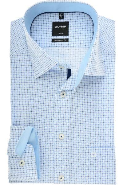 OLYMP Luxor Modern Fit Hemd weiss/blau, Gemustert