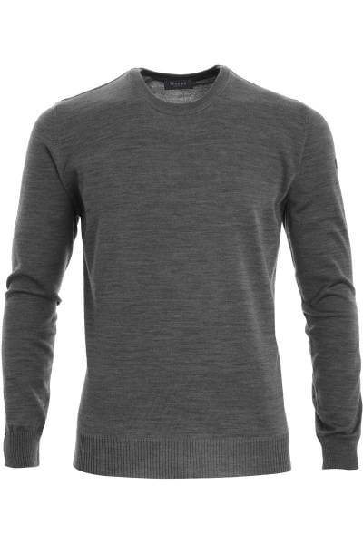 MAERZ Strickpullover Classic Fit Rundhals dunkelgrau, einfarbig