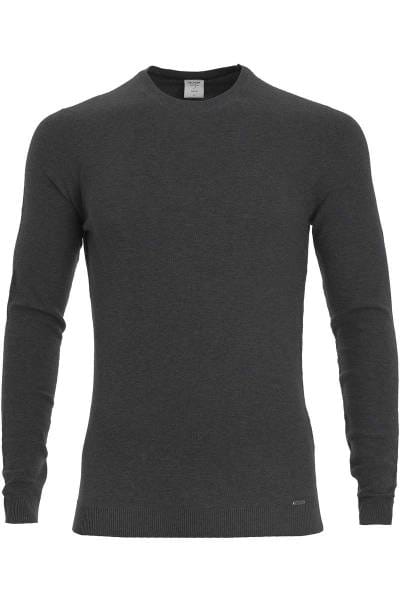 OLYMP Level Five Strickpullover Rundhals anthrazit, einfarbig