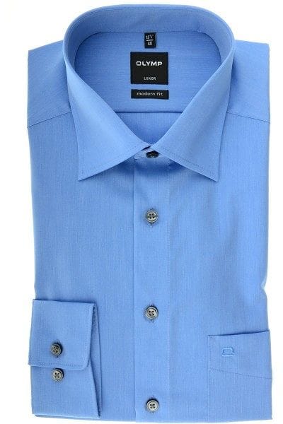 Olymp Hemd - Modern Fit - blau, Einfarbig