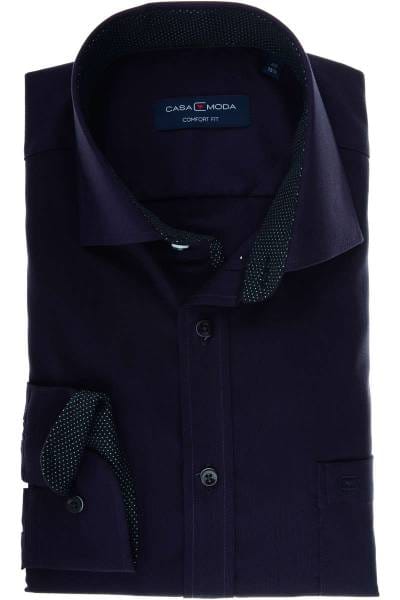 Casa Moda Comfort Fit Hemd violett/schwarz, Strukturiert
