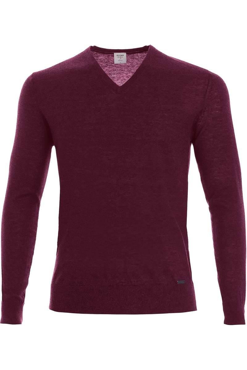 OLYMP Level Five Strickpullover V-Ausschnitt dunkelrot, einfarbig
