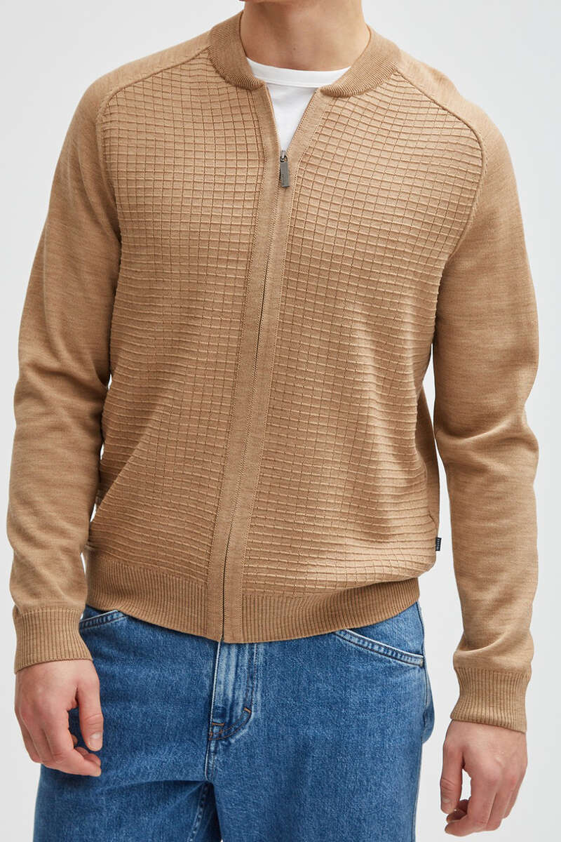 MAERZ Regular Fit Strickjacke Zip beige, strickmuster 48 MAERZ Regular Fit Strickjacke Zip beige, strickmuster 48