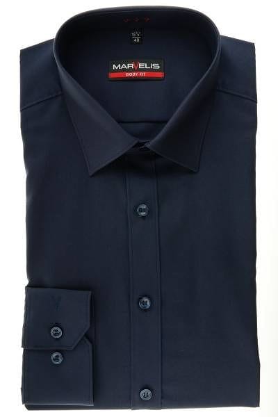 Marvelis Hemd - Body Fit - dunkelblau, Einfarbig