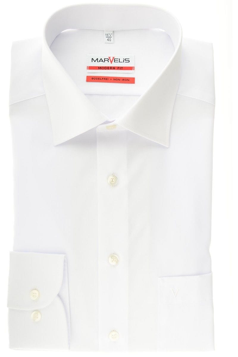 Marvelis Hemd - Modern Fit - weiss, Einfarbig 37 - S Marvelis Hemd - Modern Fit - weiss, Einfarbig 37 - S