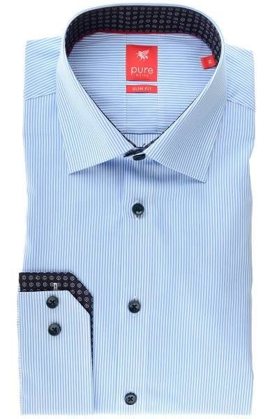 Pure Hemd - Slim Fit - hellblau/weiss, Zündholzstreifen