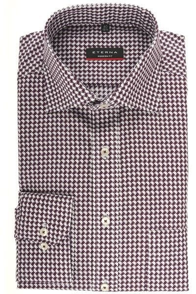 Eterna Hemd - Modern Fit - aubergine, Gemustert