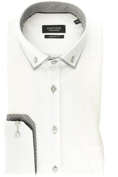 Hatico Hemd - Regular Fit - weiss, Einfarbig