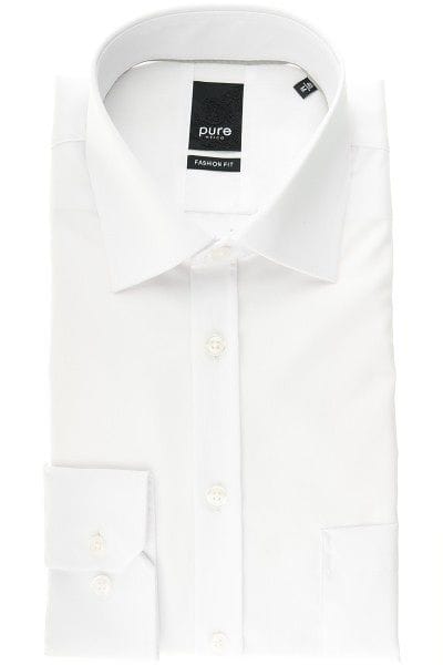 Pure Hemd - Fashion Fit - weiss, Einfarbig