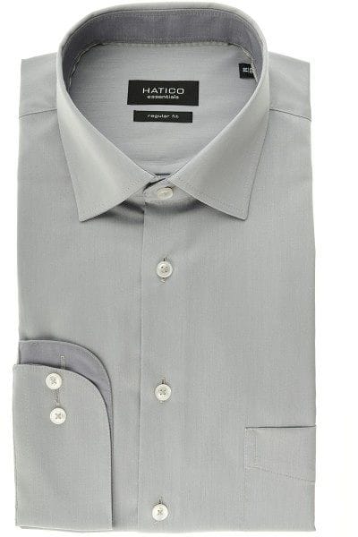 Hatico Hemd - Regular Fit - silber, Einfarbig