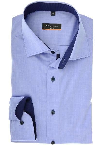 Eterna Slim Fit Hemd blau, Einfarbig