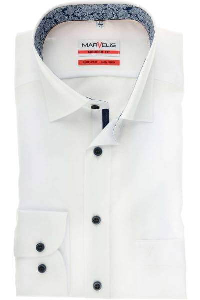 Marvelis Modern Fit Hemd weiss, Einfarbig