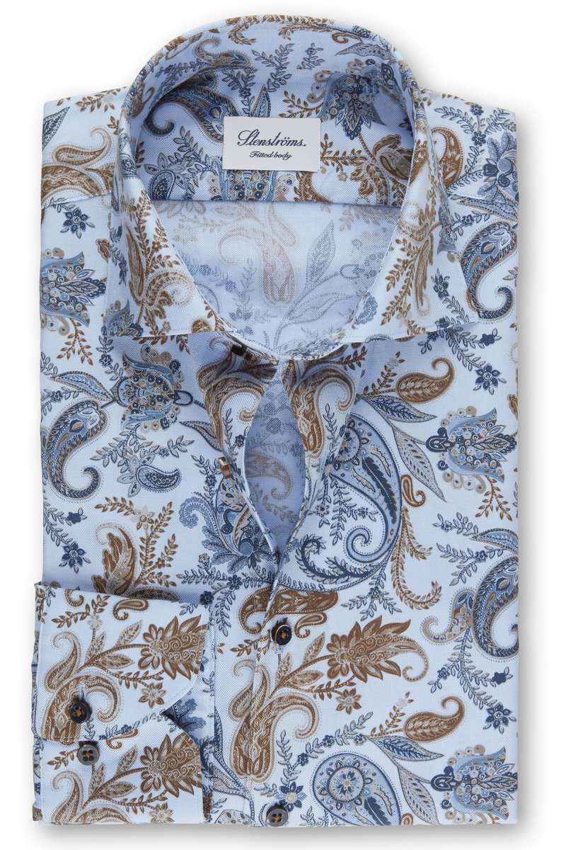 Stenströms Fitted Body Hemd hellblau, Paisley 44 - XL Stenströms Fitted Body Hemd hellblau, Paisley 44 - XL