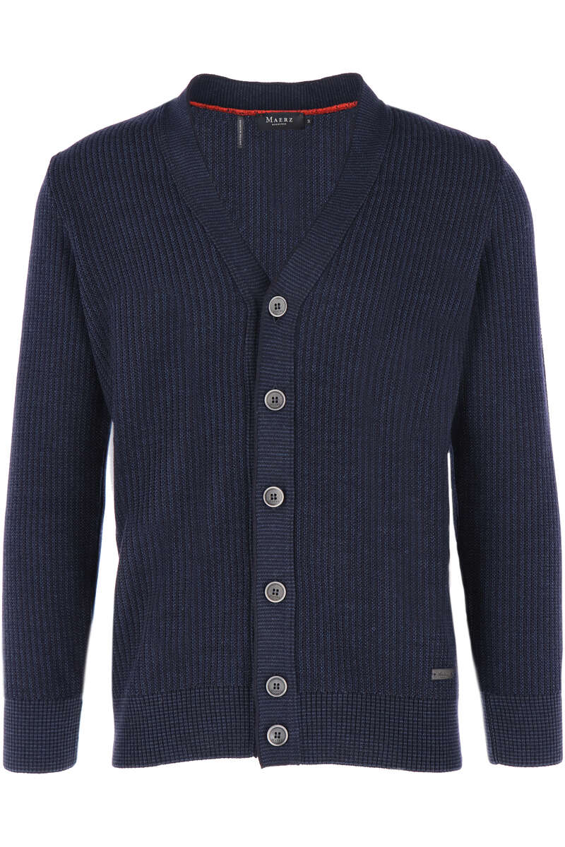 Maerz Modern Fit Strickjacke Mit Knöpfen dunkelblau/schwarz, gestreift 50 Maerz Modern Fit Strickjacke Mit Knöpfen dunkelblau/schwarz, gestreift 50
