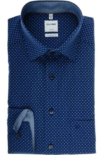 Olymp Luxor Comfort Fit Hemd marine/hellblau, Gemustert