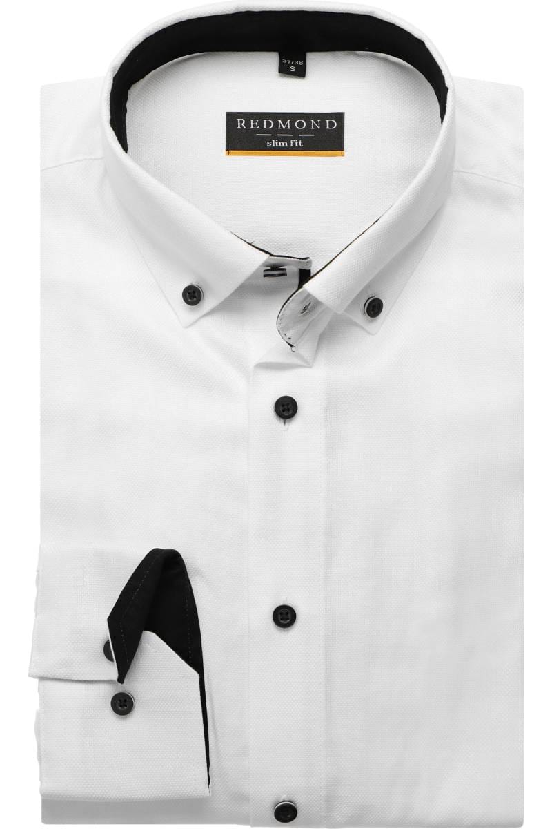 slim fit dress slacks Non-Iron Cotton Solid Dress Shirt with Contrast Trim