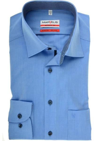 Marvelis Modern Fit Hemd rauchblau, Einfarbig