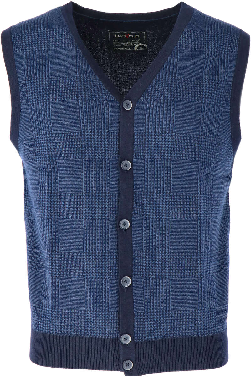 Marvelis Casual Modern Fit Weste V-Ausschnitt blau, gemustert L Marvelis Casual Modern Fit Weste V-Ausschnitt blau, gemustert L
