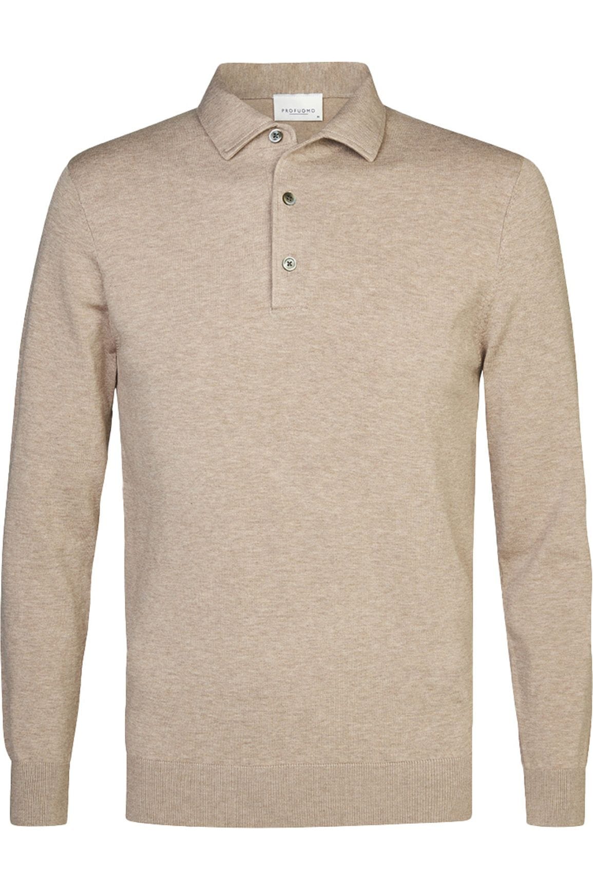 Profuomo Luxury Regular Fit longsleeve polo shirt beige, One