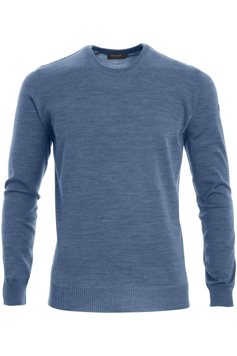 MAERZ Strickpullover Classic Fit Rundhals grau/blau, einfarbig 52 MAERZ Strickpullover Classic Fit Rundhals grau/blau, einfarbig 52