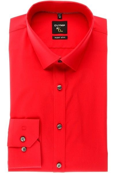 Olymp Hemd - Super Slim No. Six - rot, Einfarbig
