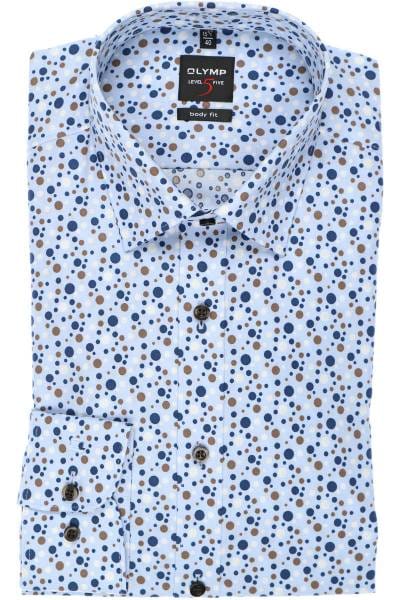 OLYMP Level Five Body Fit Hemd blau/braun, Gepunktet