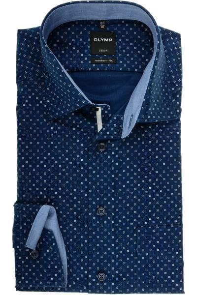 OLYMP Luxor Modern Fit Hemd marine/blau/weiss, Gemustert