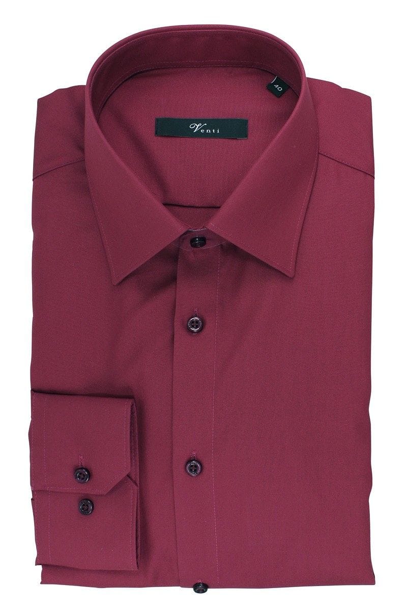 Venti Hemd - Modern Fit - bordeaux, Einfarbig