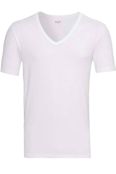 Pure Slim Fit V-Ausschnitt T-Shirt ecru