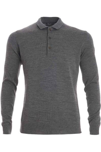 MAERZ Strickpullover Classic Fit Polokragen dunkelgrau, einfarbig