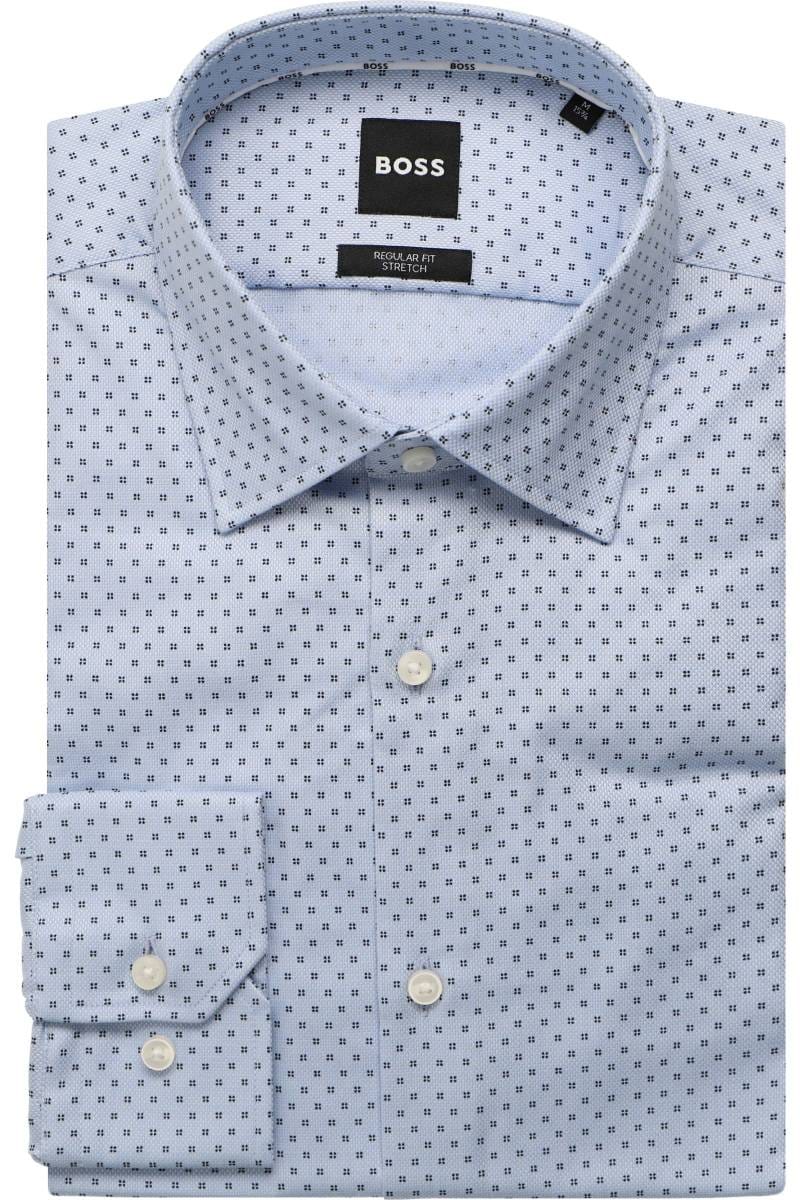BOSS Regular Fit shirt bright blue, Patterned | Businesshemden.com
