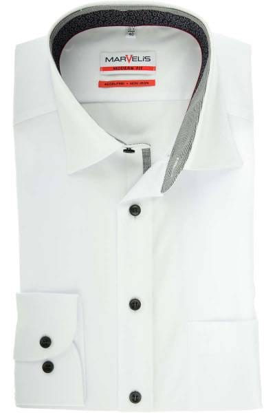 Marvelis Modern Fit Hemd weiss, Einfarbig