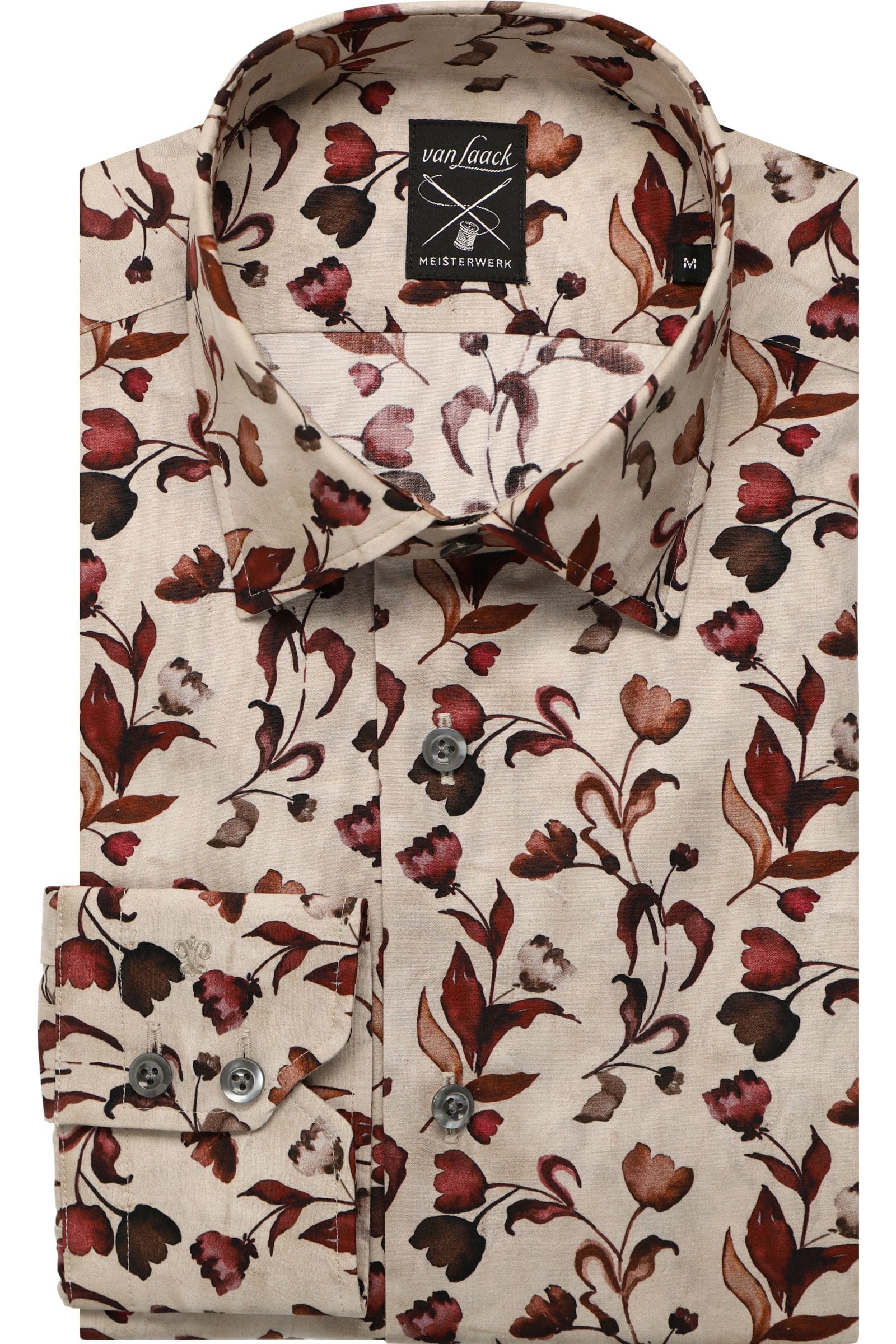 van Laack Slim Fit Hemd beige/braun, Bedruckt L