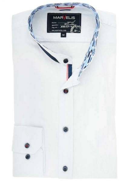 Marvelis Casual Modern Fit Hemd weiss, Einfarbig