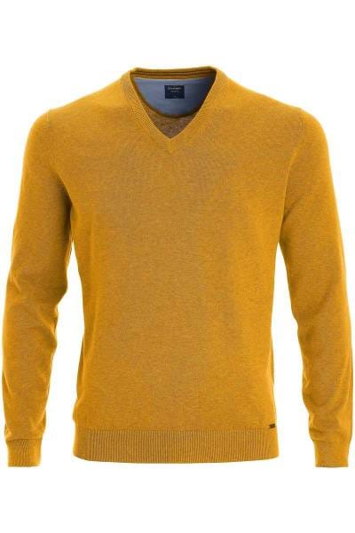 OLYMP Modern Fit Strickpullover V-Ausschnitt mais, einfarbig