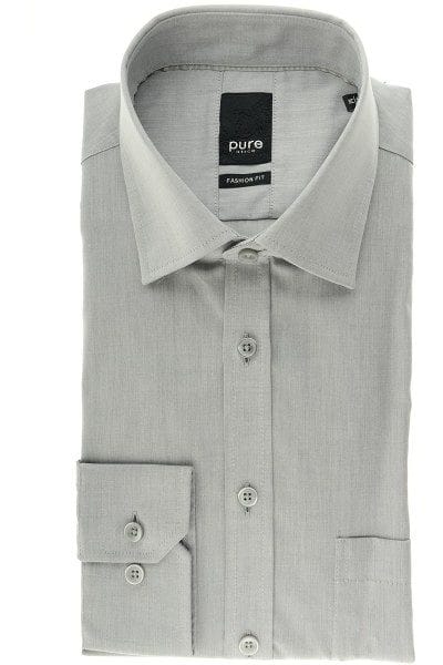 Pure Hemd - Fashion Fit - grau, Einfarbig