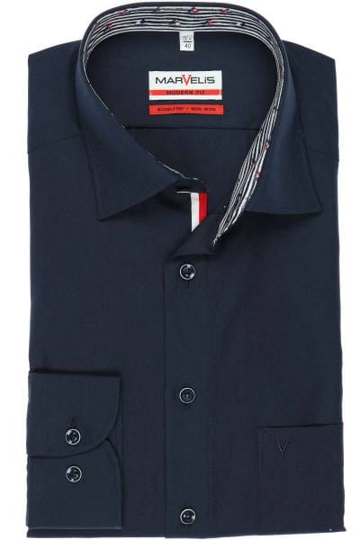 Marvelis Modern Fit Hemd marine, Einfarbig