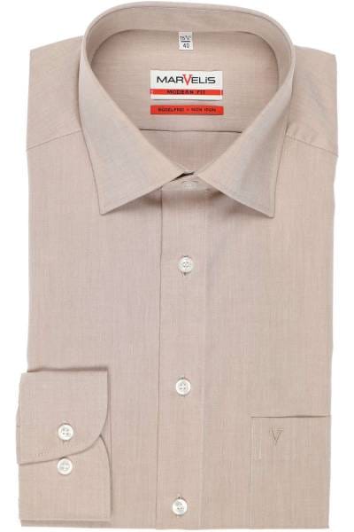 Marvelis Modern Fit Hemd caramel, Einfarbig