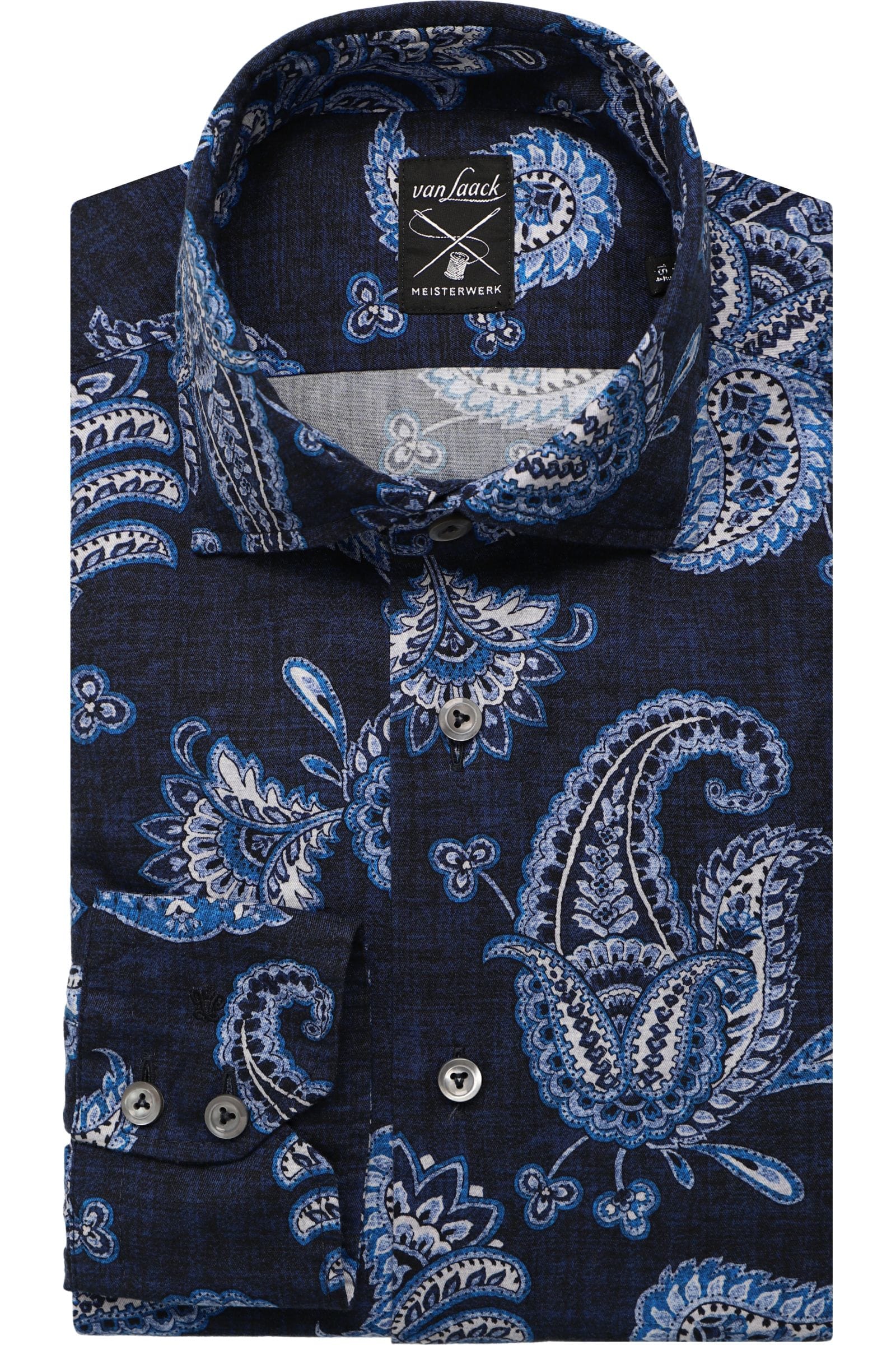 van Laack Meisterwerk Tailor Fit Hemd royalblau, Paisley 39 - M