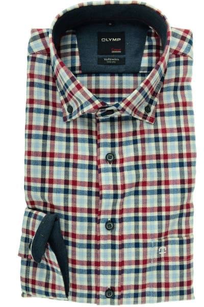 OLYMP Casual Modern Fit Flanellhemd blau/weiss/rot, Kariert
