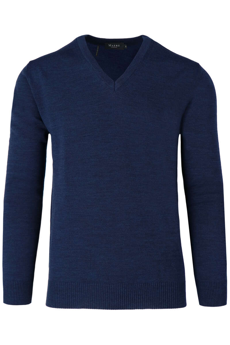 Maerz Classic Fit Pullover V-Ausschnitt dunkelblau, einfarbig 50 Maerz Classic Fit Pullover V-Ausschnitt dunkelblau, einfarbig 50