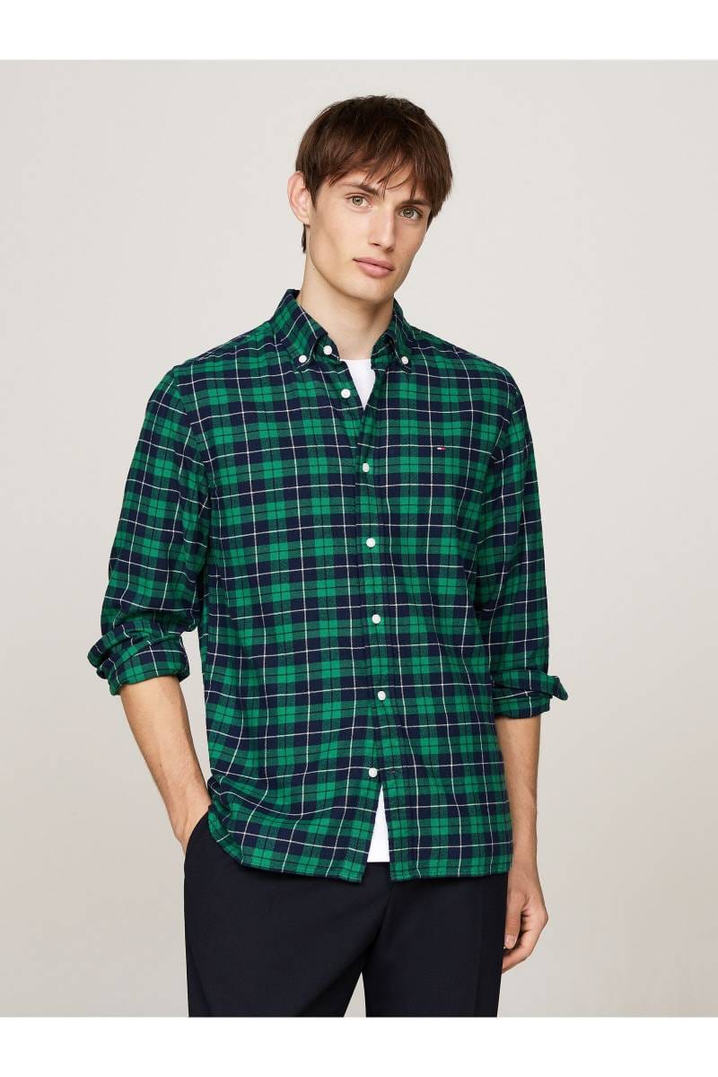 Tommy Hilfiger Regular Fit shirt green, Chequered | Businesshemden.com