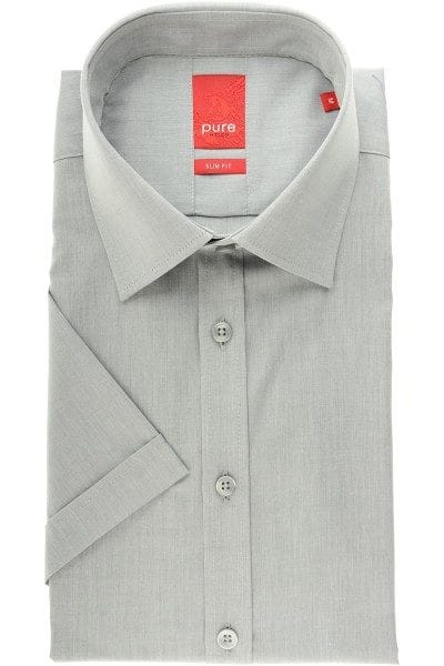 Pure Hemd - Slim Fit - grau, Einfarbig