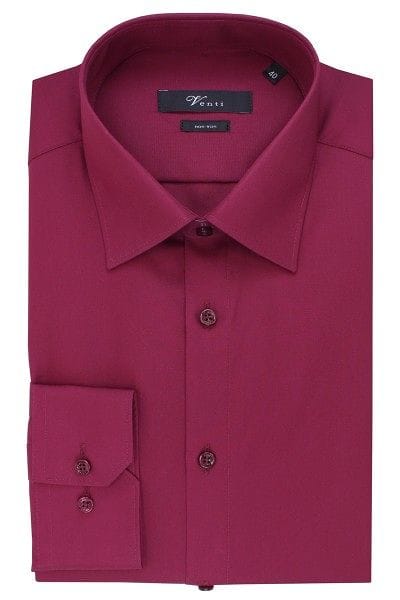 Venti Hemd - Slim Fit - dunkelrot, Einfarbig
