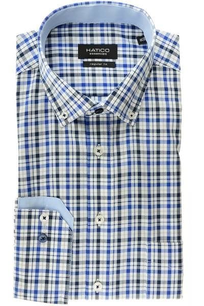 Hatico Hemd - Regular Fit - blau/weiss, Kariert