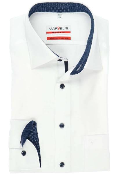 Marvelis Modern Fit Hemd weiss, Einfarbig